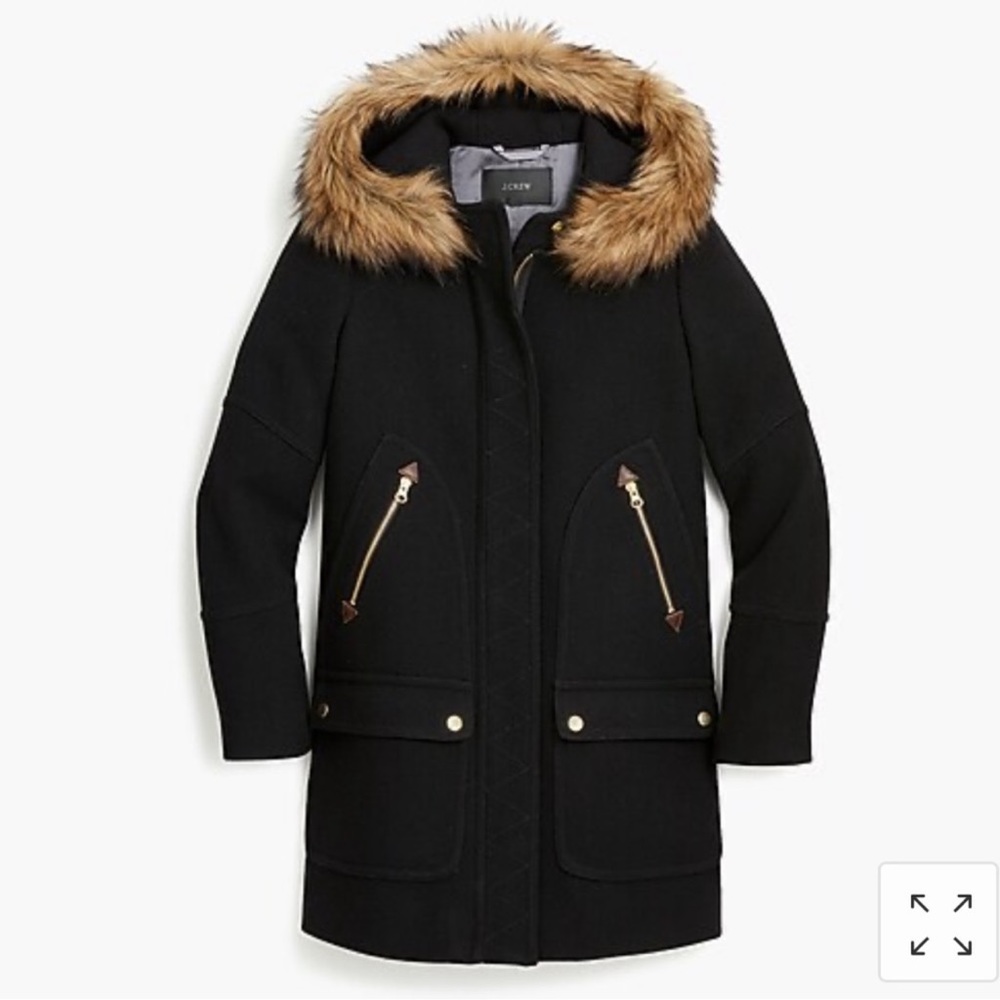 J. Crew Black Wool Parka | Sz 4